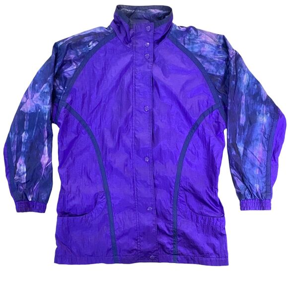 Vintage Lavon 80s Windbreaker Nylon Zip Up Jacket Purple Blue Size Small ***READ - Picture 10 of 12